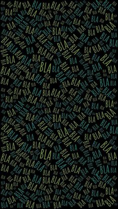 the word blaa in different languages is shown on a black background with green and blue