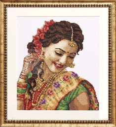 Gallery.ru / Фото #1 - ИНДИЙСКАЯ КРАСАВИЦА - homjchok Cross Stitch Flowers, Indian Bride, Dreadlocks, Hair Styles, Beauty