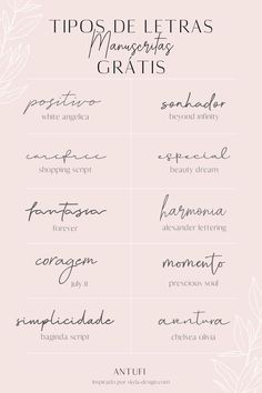 the top ten types of calligraphy in spanish and english, with different font styles