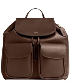 From COACH&#x2C; the Runway Soft Leather Backpack features:Natural grain leatherInside snap pocketMagnetic snap and drawstring closuresOutside snap pocketsAdjustable shoulder strapsHandle with approx. 4" dropApprox.:13.75" (L) x 14.5" (H) x 5" (W)Imported. Coach Runway, Soft Leather Backpack, Luxury Backpack, Dillard's, Global Fashion, Handbag Backpack, Leather Backpack, Soft Leather, Grain