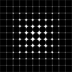 an abstract black and white pattern with squares in the center, on a dark background