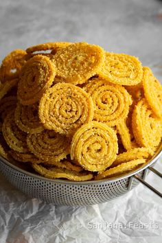 Piping Chakri or Murukku through an Indian brass extruder in spiral shape Diwali Faral, North Indian Recipes, Savory Rice, Coconut Chutney