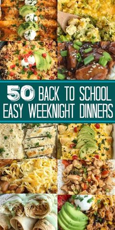 the cover of 50 back to school dinner ideas