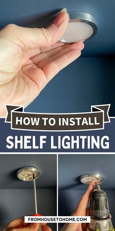 How To Install Shelf Lighting Using Puck lights Shelf Lighting Ideas, Diy Glam Decor, Shelf Lights, Diy Decorating Ideas, Shelf Lamp, House To Home, Sewing Room Storage, Lights Diy