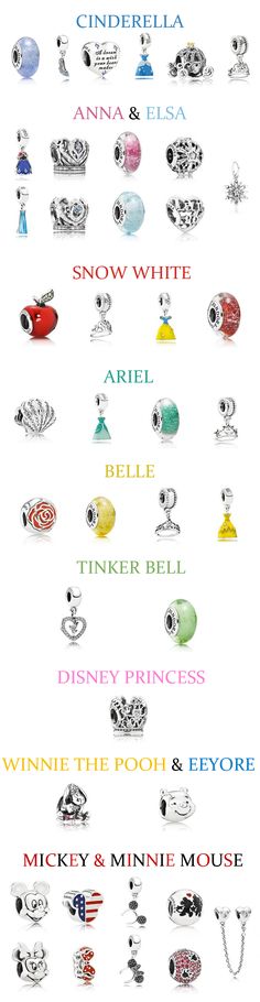 the names of all different types of bracelets and necklaces in various colors, shapes and sizes