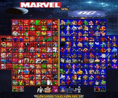 an image of the game's characters and their names in different colors, sizes and shapes