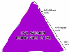 a pyramid with the words evil women being nice to me written on it in purple