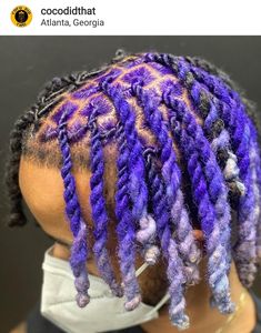 Purple Locs, Mens Twists, Women Dreadlocks, Loc Colors, Dyed Locs, Hair Tattoo Designs, Colored Locs, Dreadlocks Hair Care, Colored Dreads