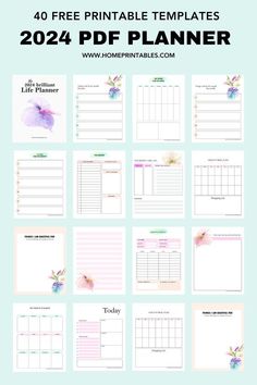 Planner 2024 PDF - 40 Brilliant Free Printables to Enjoy! stylishplanner #undatedyearlyplanner🌱 How To Organize Your Life Free Printable, Free Daily Planner Pdf, Life Organization Printables Free, Monthly Planner Template Free Printable Pdf, Academic Planner Printables Free, Journaling Pdf Free, Monthly Planner Printables Free Pdf, Digital Planning Templates Free, Happy Planner Free Printable Templates