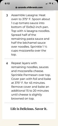 an iphone screen showing the instructions for cooking