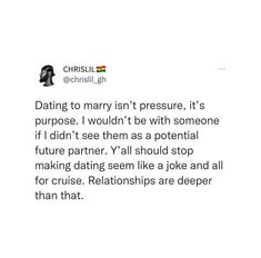 a woman is on her phone with the caption'dating to marry isn't pressure, it's purpose i wouldn