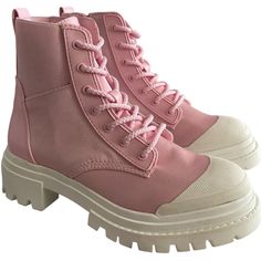 Women’s Boot Size 9 Aldo Charline Combat Boot - Lug Sole In Pink/ White. Materials Upper: Textile Sole: Rubber Features Combat Boot Round Toe Lug Sole Zipper Closure Metal Ornament Measurements Heel Height: 1.5'' Shaft Height: 5.5'' Circumference: 11'' High-top Boots With Rubber Sole For Spring, Spring Ankle Lace-up Boots With Rubber Sole, Spring Combat Boots With Laces And Round Toe, Trendy Spring Boots With Contrast Sole, Spring Low-top Boots With Laces, Spring Lace-up Boots With Rubber Sole, Spring Martin Boots With Rubber Sole And Flat Heel, High-top Pink Boots With Lug Sole, Pink High-top Boots With Lug Sole