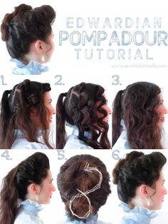 Edwardian Hair Tutorial, Edwardian Hairstyles Short Hair, Historical Hairstyles Tutorials, Victorian Vampire Hairstyles, Vampire Hairstyles, Cinderella Play