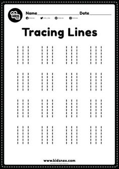 a worksheet with the words traceing lines in black and white on it