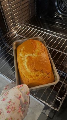 a loaf of bread sitting on top of an oven rack