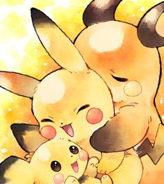 an image of two pokemons hugging each other