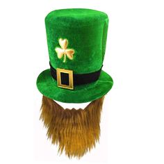 PRICES MAY VARY. LEPRECHAUN TOP HAT WITH BEARD: The velvet leprechaun top hat is designed with a built-in brown color beard, shamrock and black hat band with gold buckle accent, and the hat color is the Irish national traditional green. Classic design is full of Irish flavor, conveying a wonderful happy feeling for Saint Patrick's Day. It's also to add a bit of spring color HAPPY ST.PATRICKS DAY: Green irish hat is a beautiful costume accessory for St. Patrick's Day celebrations, costume parties Irish Fancy Dress, Leprechaun Costume, St Patricks Day Hat, Beard Accessories, Beard Hat, Irish Festival, Beard Colour, Leprechaun Hats, Party Flags