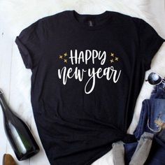 New Year’s Eve Looks! | The Thrill of the hunt Happy New Year Shirt, New Year Shirt, Silhouette Cameo Projects, New Year’s Eve, Nouvel An, Chic Boutique, Direct To Garment Printer