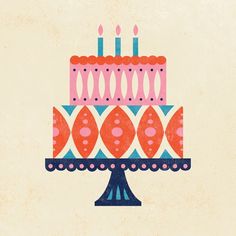 a birthday cake with candles on it is in the middle of an old paper background