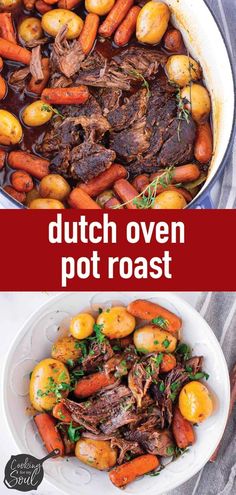 a pot roast with carrots and potatoes in it