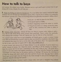 an old book with instructions on how to talk to boys