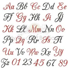 the upper and lower letters are drawn in red ink