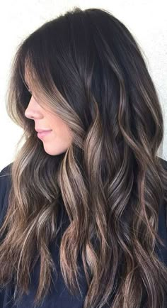 Balayage Hairstyles Long Dark Chocolate Hair Color, Dark Brown Hair Balayage, Dark Chocolate Hair, Rambut Brunette, Hair Color Chocolate, Brunette Balayage, Chocolate Hair, Brunette Balayage Hair, Caramel Highlights