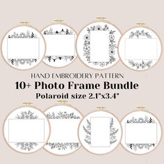 the 10 photo frame bundle is shown in black and white, with floral designs on it