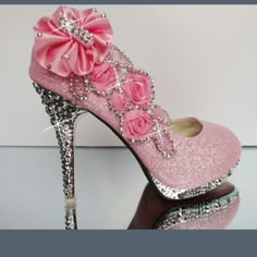 Diy Floral Shoes, Gold Bridal Shoes, Crystal High Heels, Pink Suede Pumps, Pink High Heels, Flower Shoes, Floral Shoes