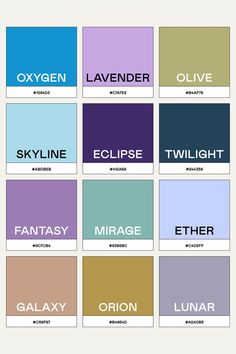 the names of different types of paint colors and their names are shown in this image