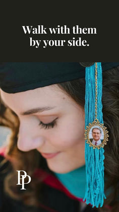 Graduation tassel with custom memorial photo charm, a heartfelt way to honor a loved one on graduation day! Graduation Tassel, Memory Of A Loved One, Photo Charms, Graduation Day, College Graduation, By Your Side, Custom Photo, The Stage, The Spirit