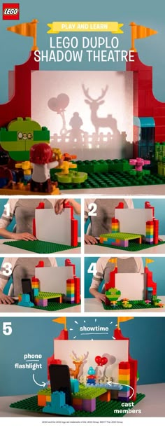 instructions for how to make lego duplo shadow theatre from the movie toy story book