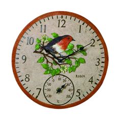 a clock with a bird painted on it