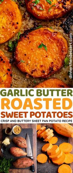 Indulge in the delightful blend of sweet and savory with our Garlic Butter Roasted Sweet Potatoes. These sweet potatoes are roasted to achieve a crispy, buttery perfection that will tantalize your taste buds. Starch Dinner Sides, Garlic Butter Sweet Potato Recipes, Sweet Potatoes Keto Recipes, Roasted Sweet Potatoes With Garlic And Parmesan, Paleo Sweet Potatoes Recipes, Honey Butter Sweet Potatoes, Pumpkin Recipes Thanksgiving, Seasoned Sweet Potatoes, Sweet Potato Slices Recipes