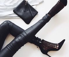 Would you wear these heels? Comment down below! #highheels #stilettos #luxurylife #luxurystyle Naomi Clark, Boots Fall Ankle, Caged Heels, Gladiator Heels, Black Leather Pants, Spike Heels, Black Sandals Heels, Only Shoes