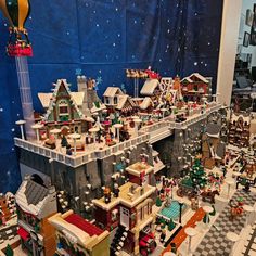 a large display of legos and christmas decorations