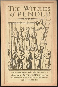 the witches of pendle is shown in an old - fashioned book with black and white illustrations