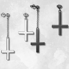 Long Cross Earrings, Inverted Cross Earrings, Black Cross Earrings, Grunge Cross Earrings, Gothic Cross Earrings, Upside Down Cross, Inverted Cross, Gothic Mode, Gothic Chic