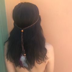 Braided Feather Headband. Perfect For Festivals Festival Headband, Feather Headband, Head Band, Wire Wrapped, Curly Hair, Hair Wrap, Curly Hair Styles, Braids, Hair Accessories