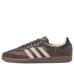 adidas Samba OG 'Dark Brown Beige Gum' JI0217 Adidas Plus Size, Stockholm Fashion Shoes, Brown Samba Adidas, Brown Sambas Outfits, Brown Leather Adidas Sneakers, Classic Brown Adidas Sneakers, Brown Adidas Samba, Adidas Sporty Sneakers With Leather Sole, Brown Adidas Outfit