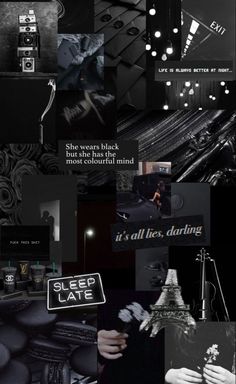 a collage of black and white images with the words sleep late