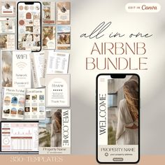 an iphone with the text, all in one airbnnd bundle for photography and web design