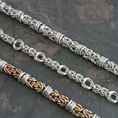 Handmade Chains, Byzantine Chainmaille, Rings Pretty, Rings Chain, Byzantine Chain, Chainmail Bracelet