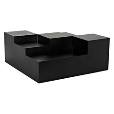 a black table with three sections on it and one section in the shape of a rectangle