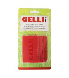 two pieces of red gelli in plastic packaging