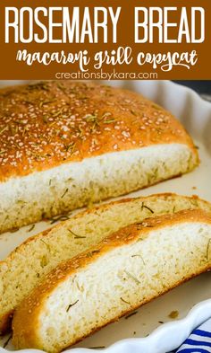 two slices of rosemary bread on a white plate