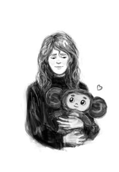 a black and white drawing of a woman holding a baby in her arms with a heart above her head