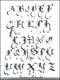 an old english alphabet with the letters and numbers in cursive writing on it