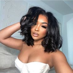 Wave Short Bob, Black Hair Types, Kort Bob, Long Length Hair, Sister Locs, Wavy Wigs, Natural Hair Extensions, Straight Hair Extensions, Closure Wigs