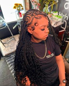 #hairstyles Boho Knotless Braids With Heart, Locs Braids Hairstyles For Women, Weave Hairstyles With Braids, Fulani Braids With Color, Hairstyle Suggestions, Short Hair Styles Braids, Unique Braids, Braided Hairstyles For Black Women Cornrows, Pretty Braids